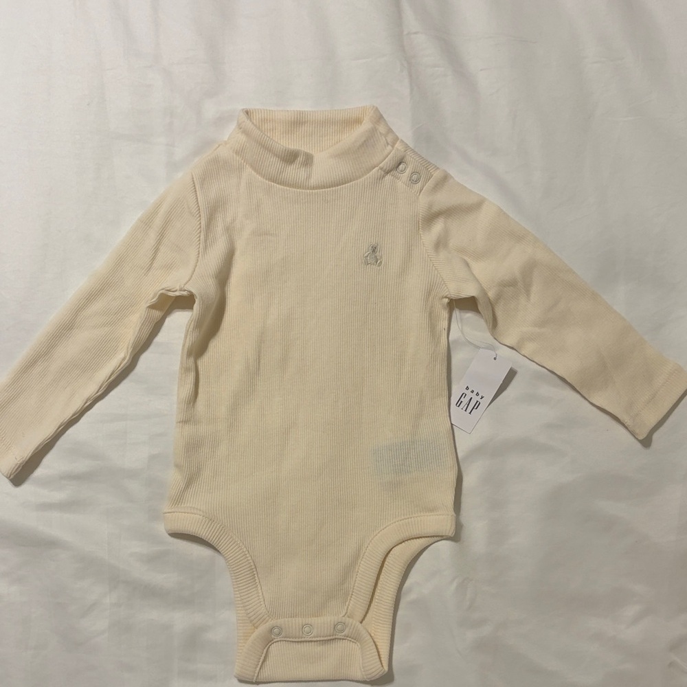 Cream Long Sleeve Baby Bodysuit - Baby Gap